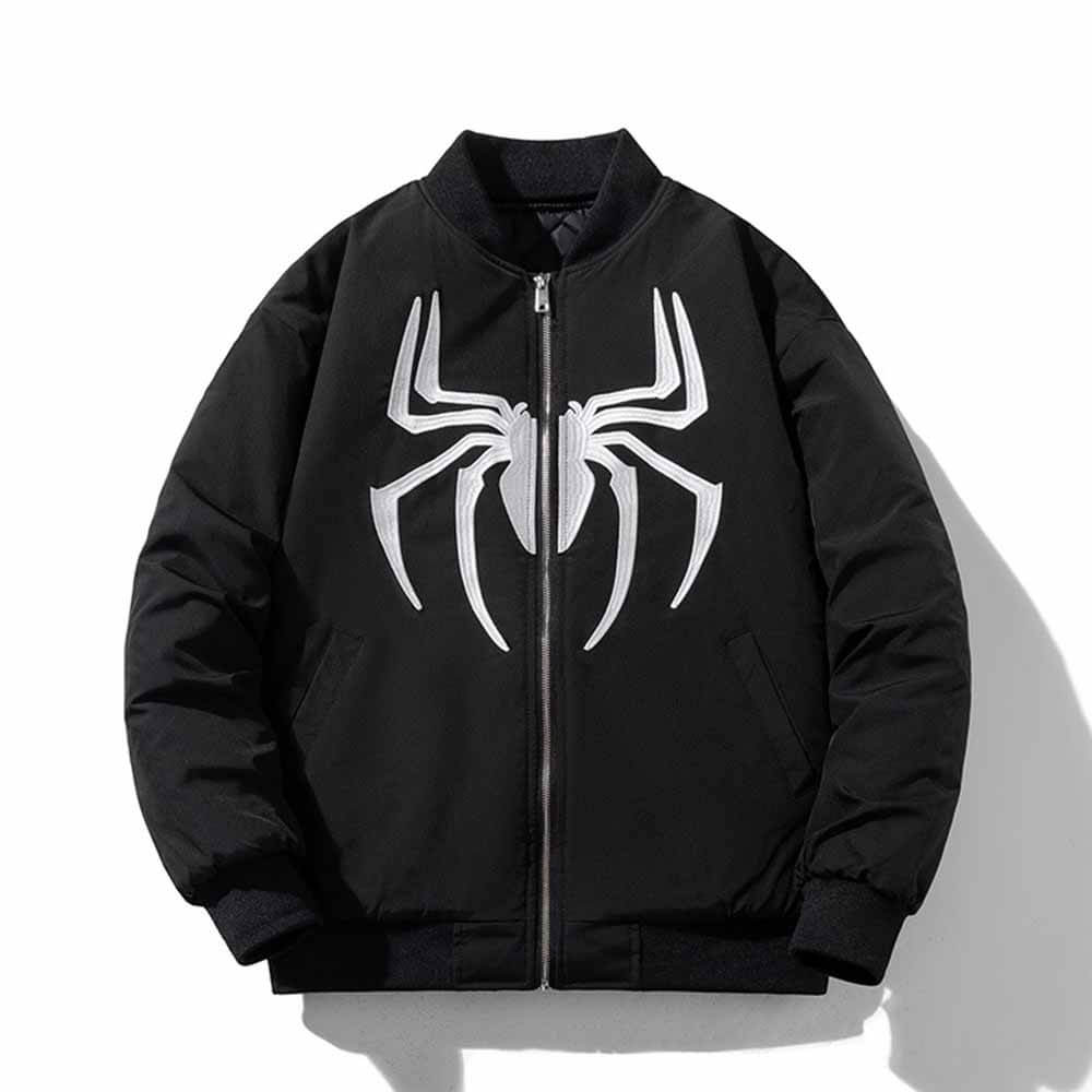 American Street Spider Embroidered Thickened Bomber Jacket 02 | Gthic.com