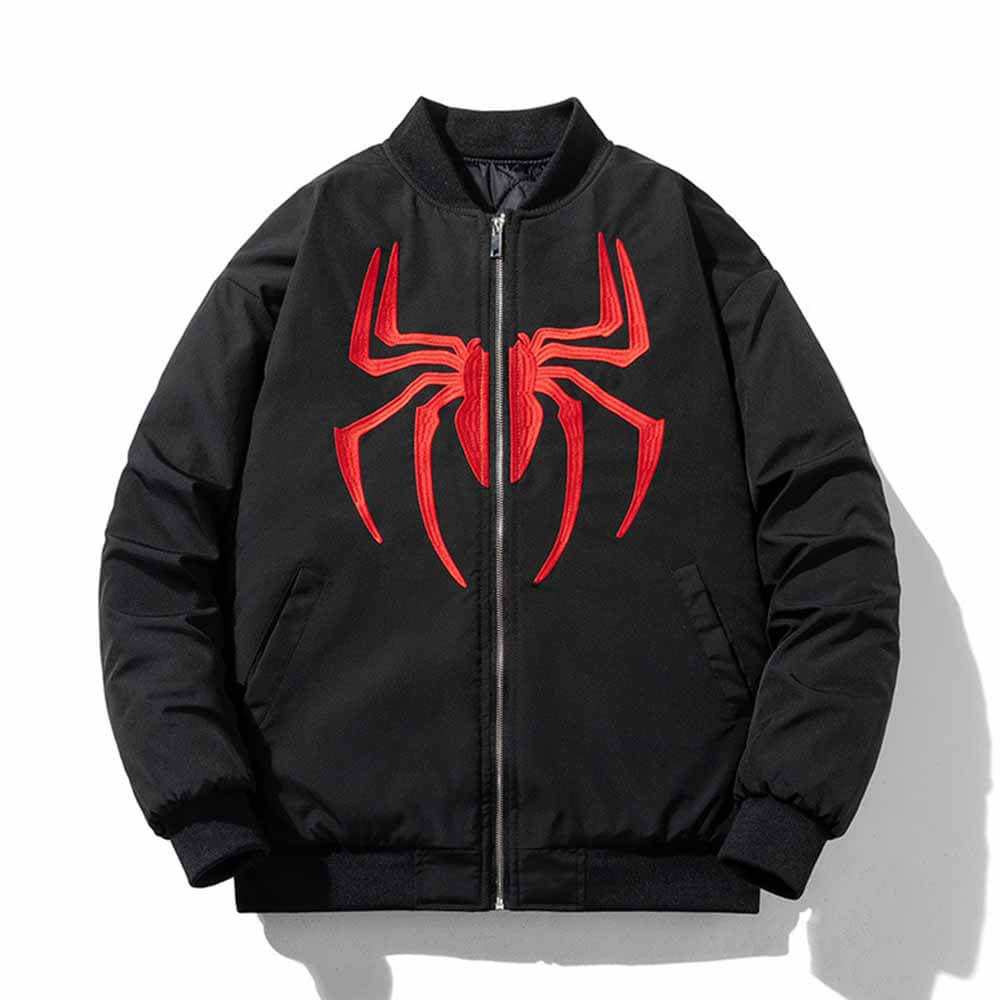 American Street Spider Embroidered Thickened Bomber Jacket 03 | Gthic.com