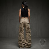 American Street Style Pleated Straight Leg Loose Overalls | Gthic.com
