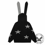 American Style Bunny Ear Star Hooded Sweater Cardigan