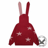 American Style Bunny Ear Star Hooded Sweater Cardigan