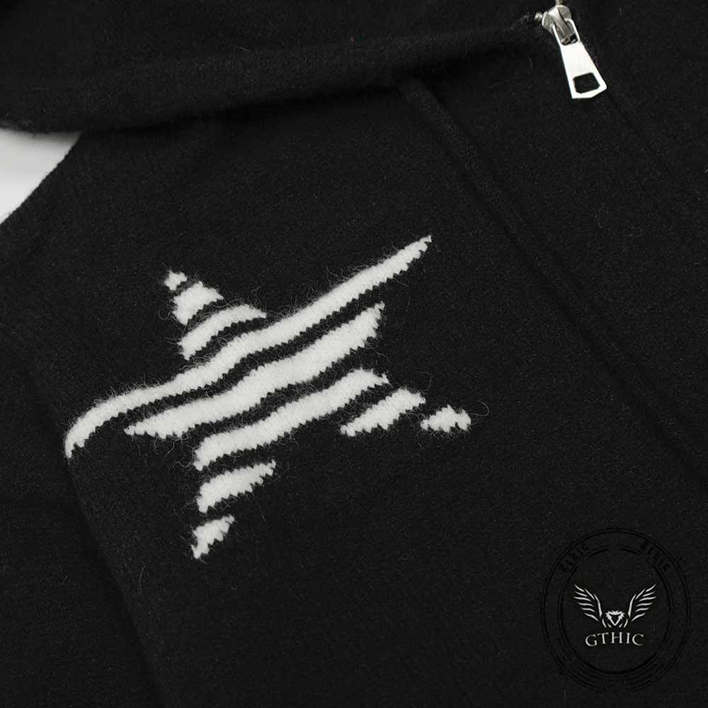 American Style Bunny Ear Star Hooded Sweater Cardigan