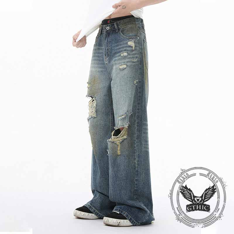 Punk-Hose für Herren aus Baumwolle mit Aufnäher und Totenkopf-Aufdruck