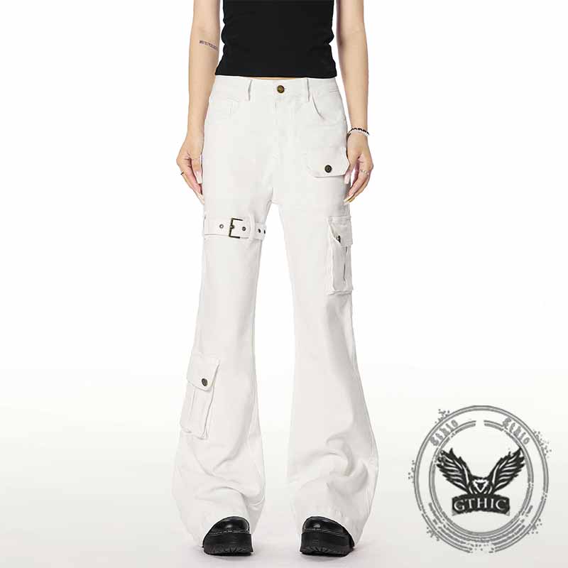 American Style Multi-Pocket Slim Fit Flared Overalls 03 | Gthic.com