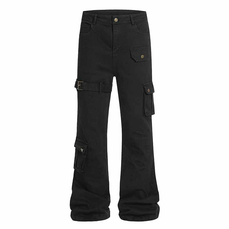 American Style Multi-Pocket Slim Fit Flared Overalls