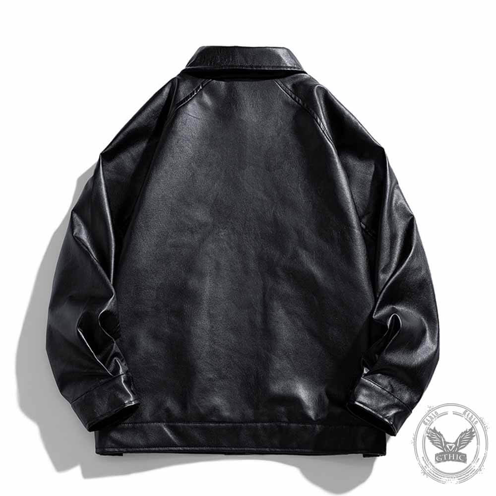 American Style PU Leather Punk Bomber Jacket 03 | Gthic.com