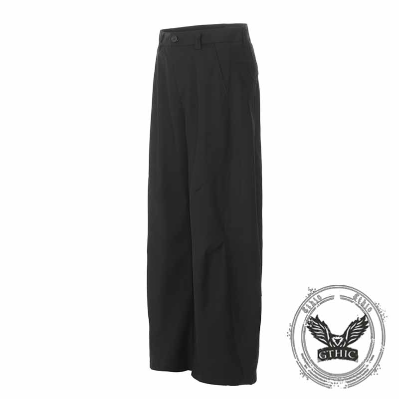 American Style Solid Color Wide-Leg Scimitar Pants