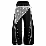 American Style Star Mesh Overlay Wide Leg Baggy Pants | Gthic.com