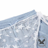 American Style Star Mesh Overlay Wide Leg Baggy Pants