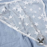 American Style Star Mesh Overlay Wide Leg Baggy Pants