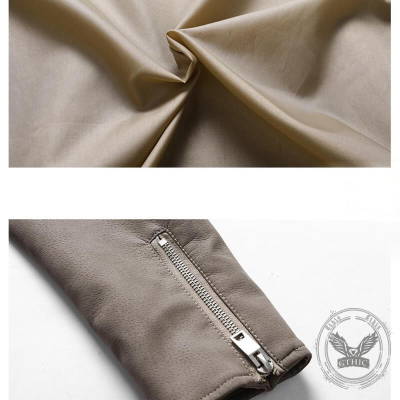 American Stylish Diagonal Zipper Lapel PU Leather Jacket