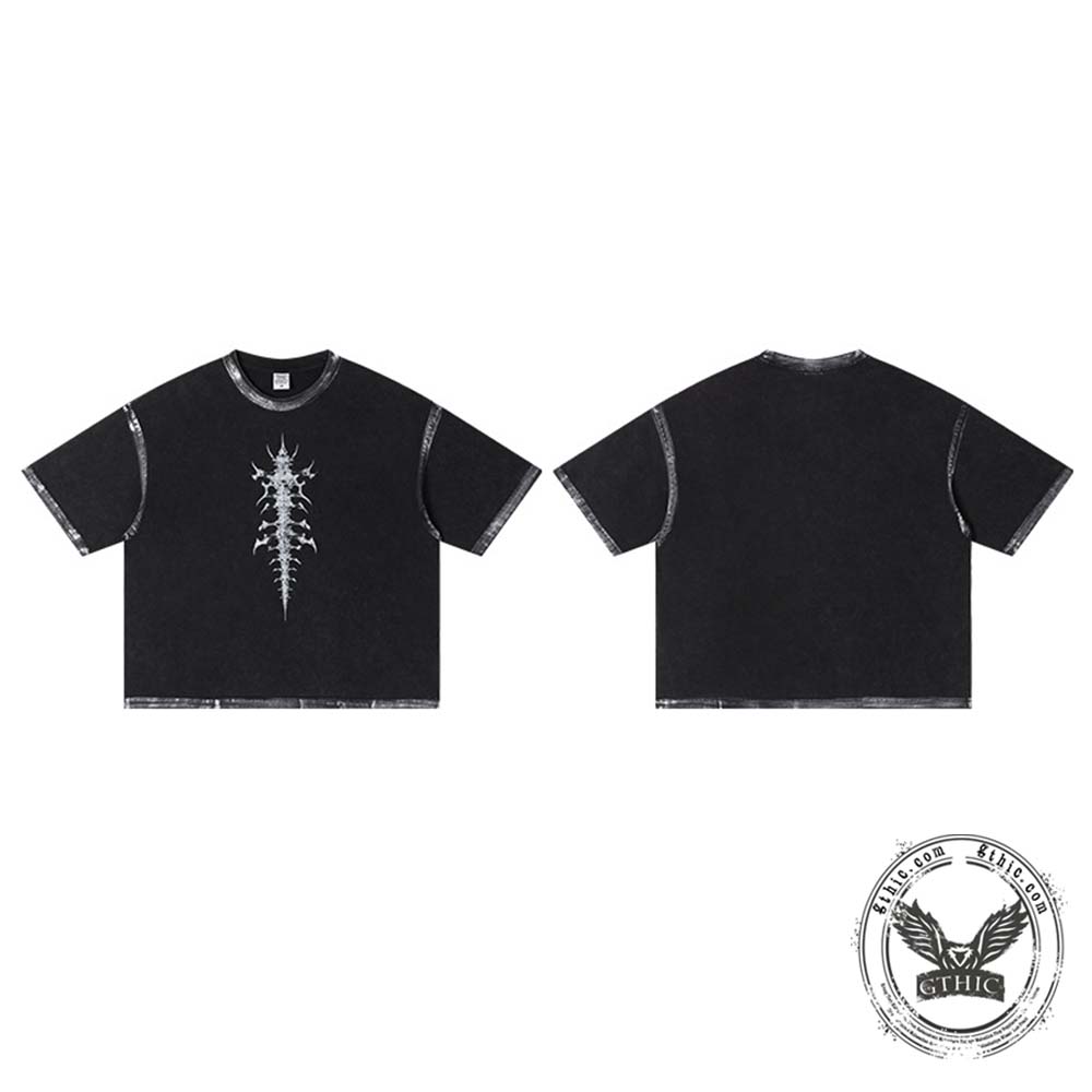 American Vintage-Style Skeletal Spine Print T-shirt | Gthic.com