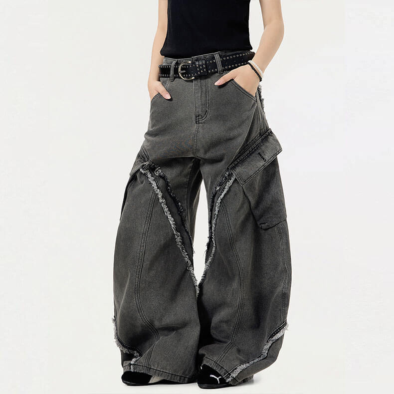 American Vintage Distressed Raw-Edge Scimitar Jeans | Gthic.com