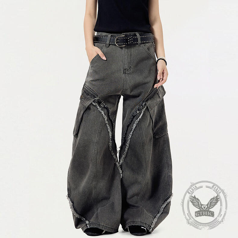 American Vintage Distressed Raw-Edge Scimitar Jeans | Gthic.com