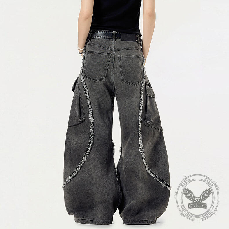 Pantaloni punk da uomo in cotone con stampa teschio patch
