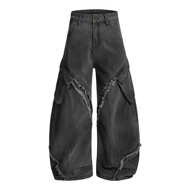 American Vintage Distressed Raw-Edge Scimitar Jeans