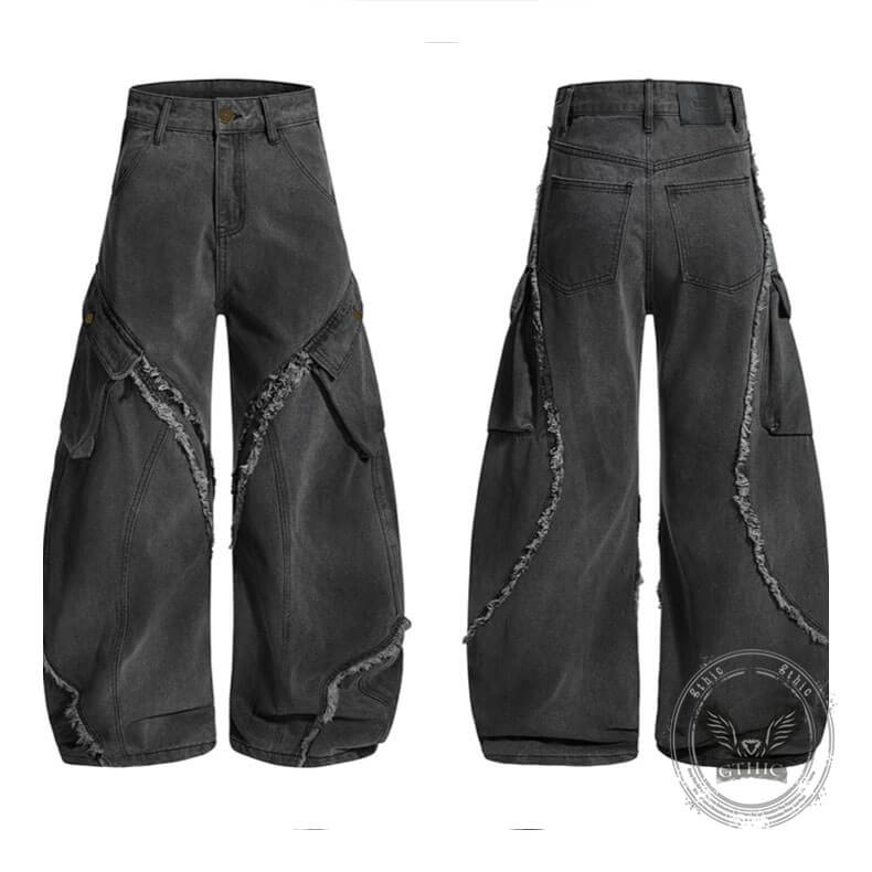 American Vintage Distressed Raw-Edge Scimitar Jeans