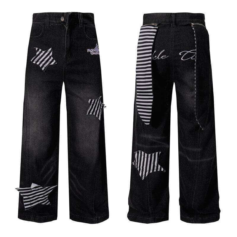 American Vintage Striped Star Embroidered Jeans | Gthic.com