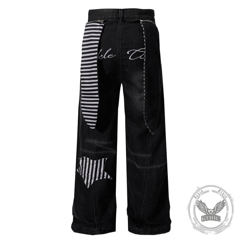 Pantalon Punk Homme en Coton Imprimé Crâne Patch