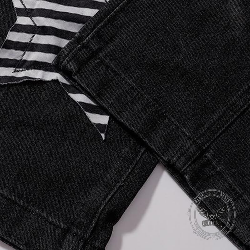 Pantalon Punk Homme en Coton Imprimé Crâne Patch