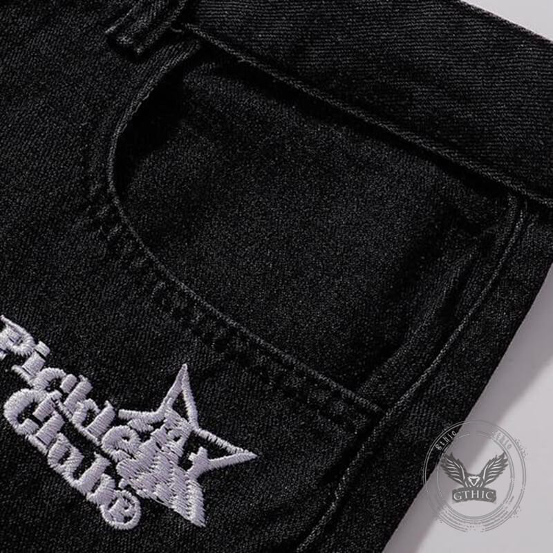 Pantalon Punk Homme en Coton Imprimé Crâne Patch