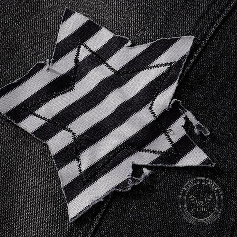 Pantalon Punk Homme en Coton Imprimé Crâne Patch