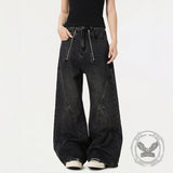 American Vintage Washed Deconstructed Wide-Leg Jeans | Gthic.com
