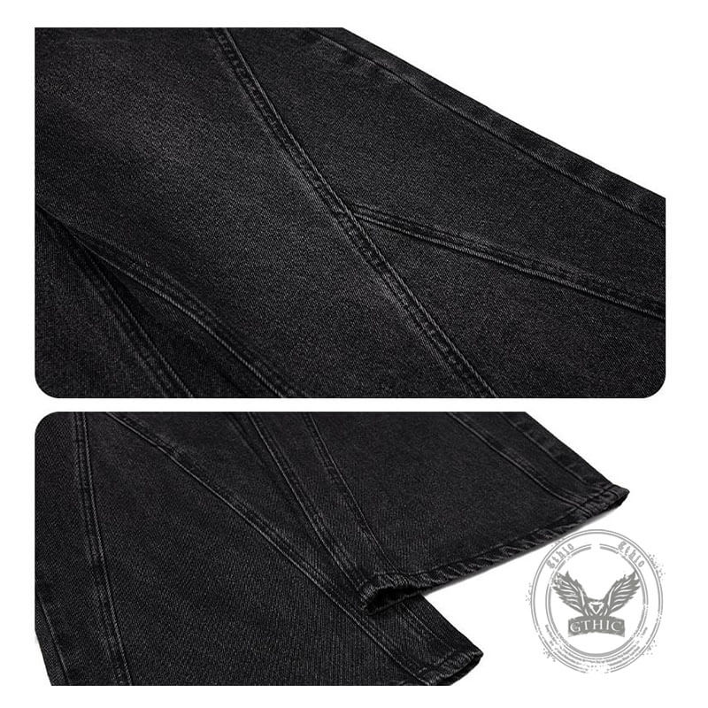 Pantaloni punk da uomo in cotone con stampa teschio patch