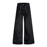 American Vintage Washed Deconstructed Wide-Leg Jeans