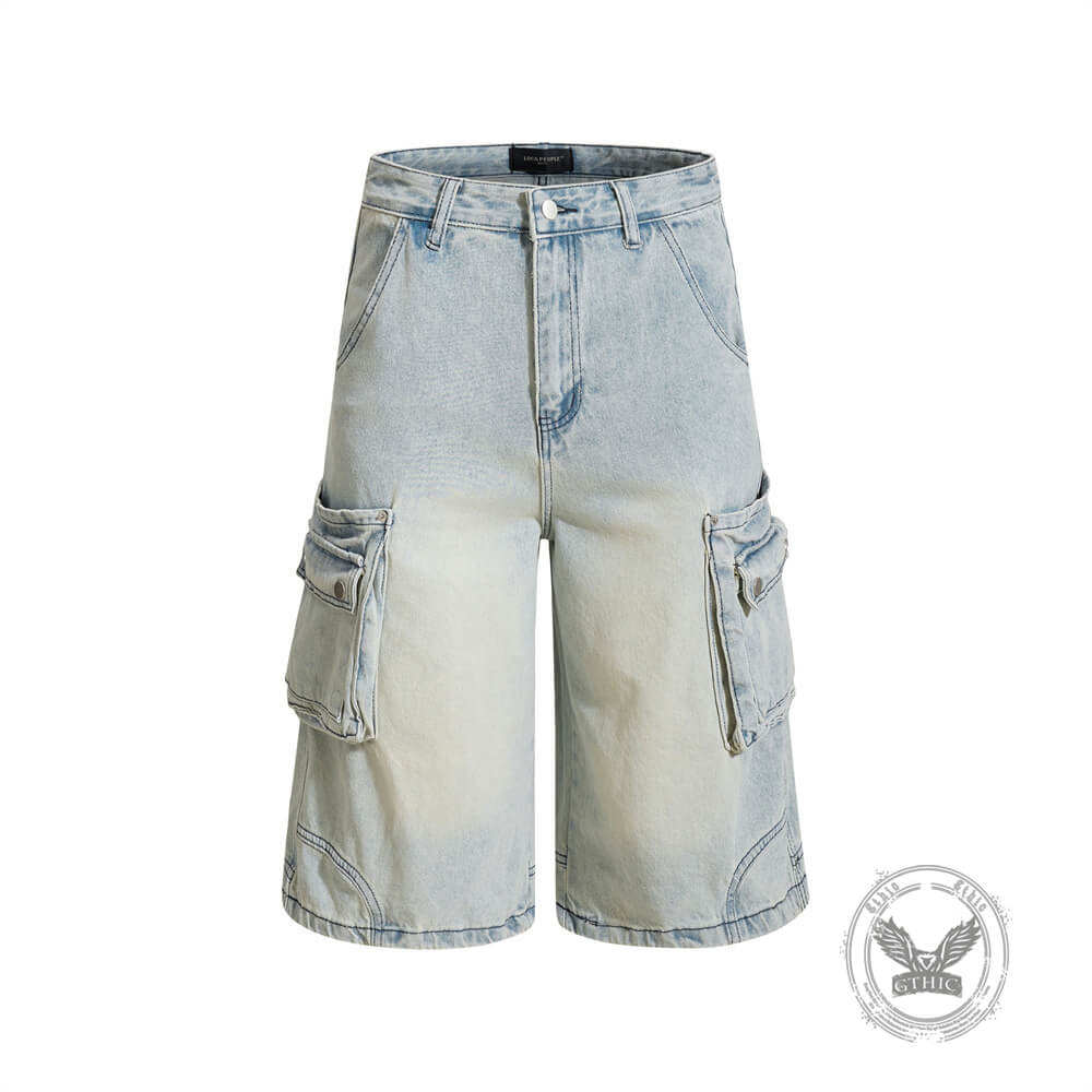 American Vintage Washed Loose-Fit Multi-Pocket Cargo Shorts