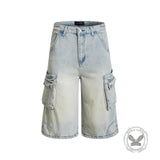 American Vintage Washed Loose-Fit Multi-Pocket Cargo Shorts