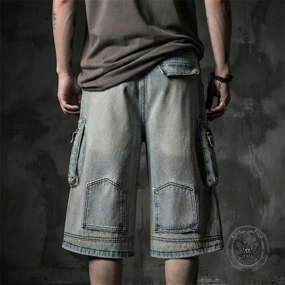American Vintage Washed Loose-Fit Multi-Pocket Cargo Shorts | Gthic.com