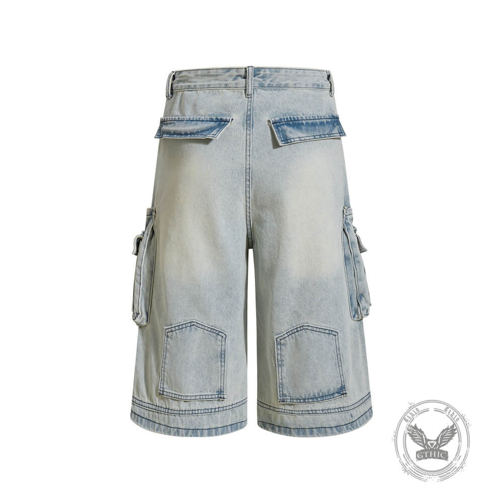 American Vintage Washed Loose-Fit Multi-Pocket Cargo Shorts