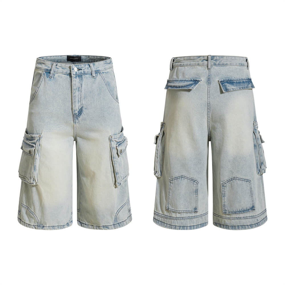 American Vintage Washed Loose-Fit Multi-Pocket Cargo Shorts | Gthic.com