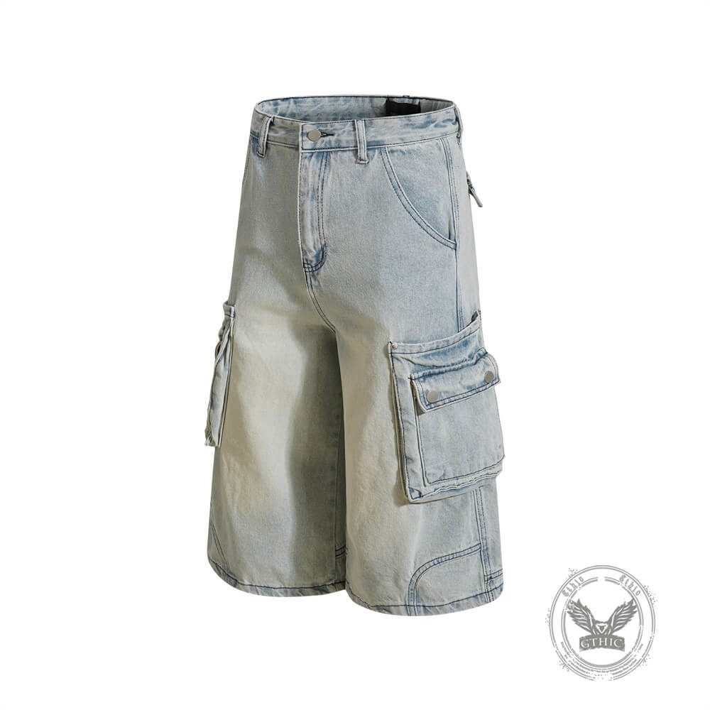 American Vintage Washed Loose-Fit Multi-Pocket Cargo Shorts