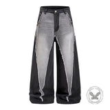 American Wasteland-Style Patchwork Distressed Wide-Leg Jeans | Gthic.com
