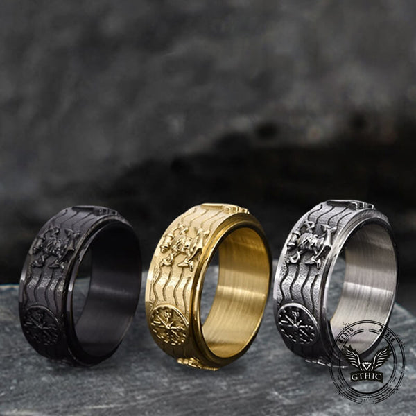Anchor Compass Stainless Steel Spinner Ring | Gthic.com
