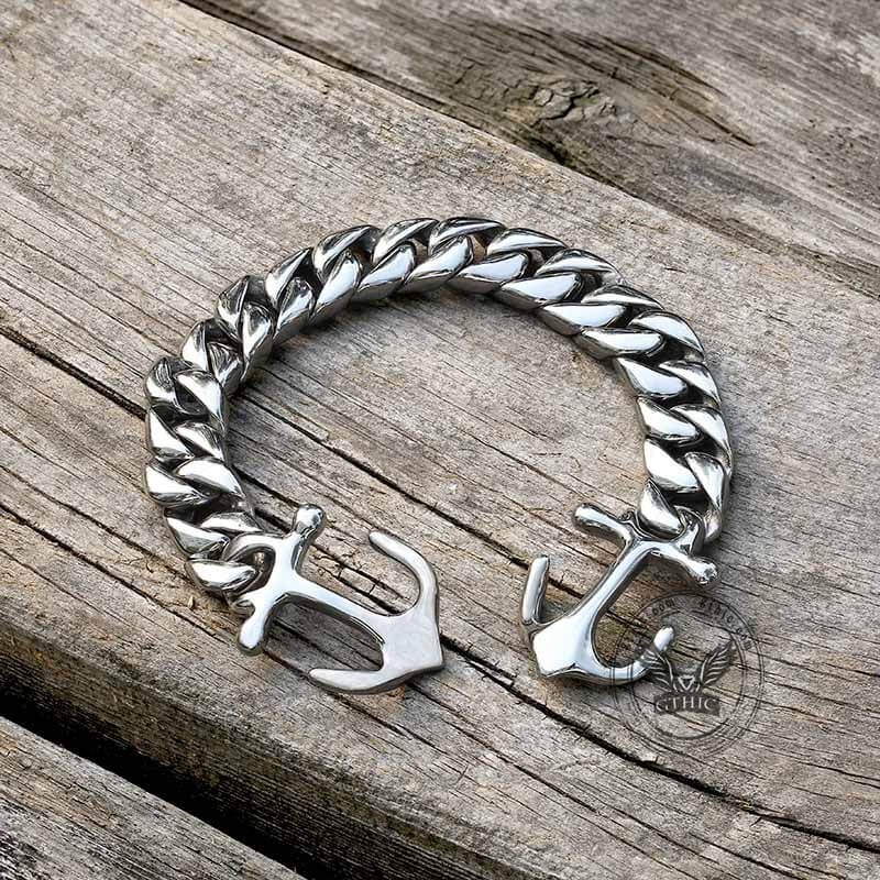 Anchor Cuban Chain Stainless Steel Marine Bracelet | Gthic.com