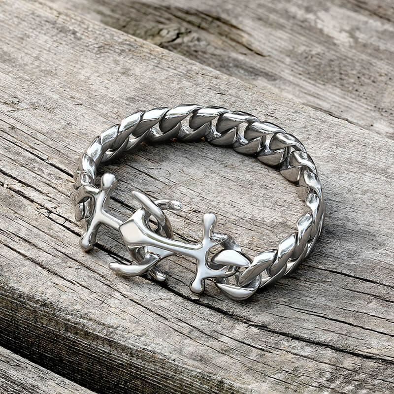 Anchor Cuban Chain Stainless Steel Marine Bracelet | Gthic.com