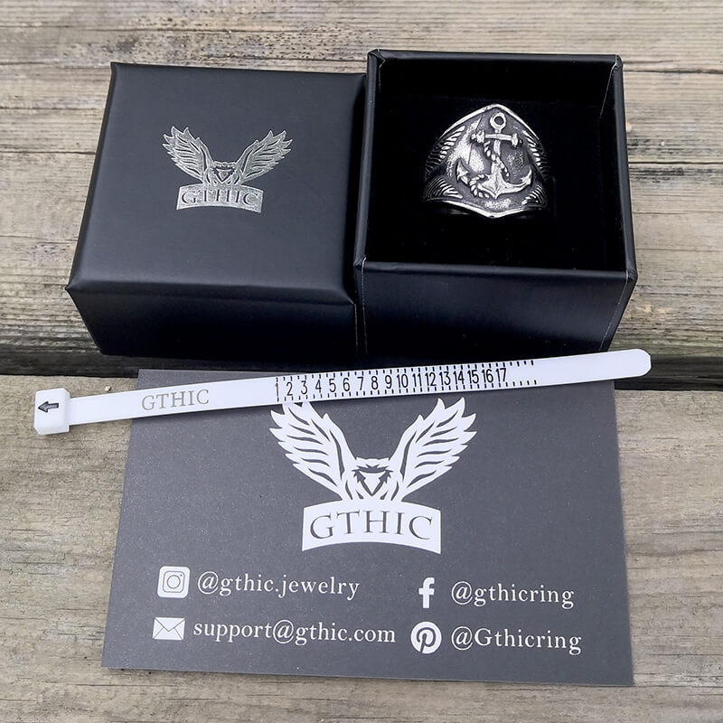 Anillo marino de acero inoxidable Anchor Eagles