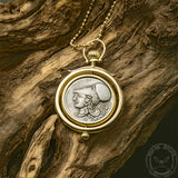 Ancient Greek Figure Rotating Coin 14K Gold Pendant | Gthic.com