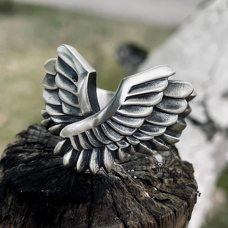 Angel Wing Brass Sterling Silver Beast Ring