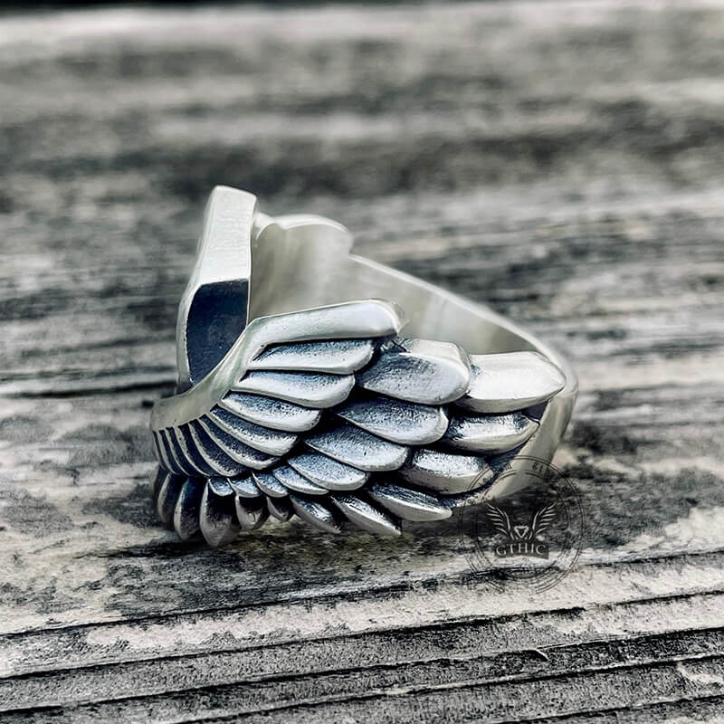 Angel Wing Brass Sterling Silver Beast Ring
