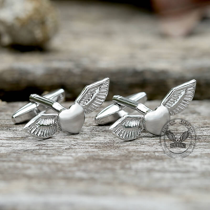 Angel Wings Brass Bullet Back Cufflinks | Gthic.com