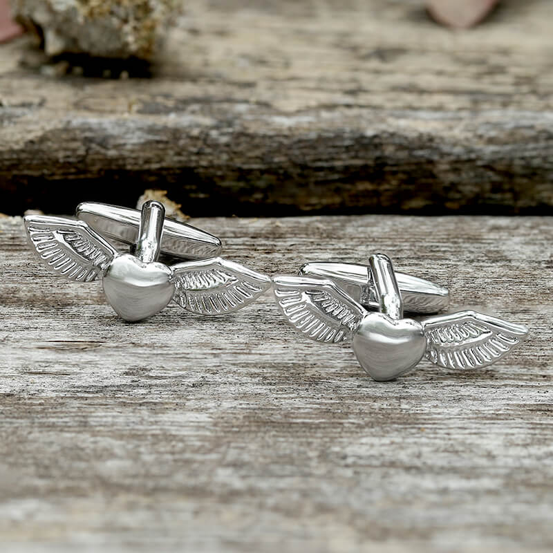 Angel Wings Brass Bullet Back Cufflinks | Gthic.com