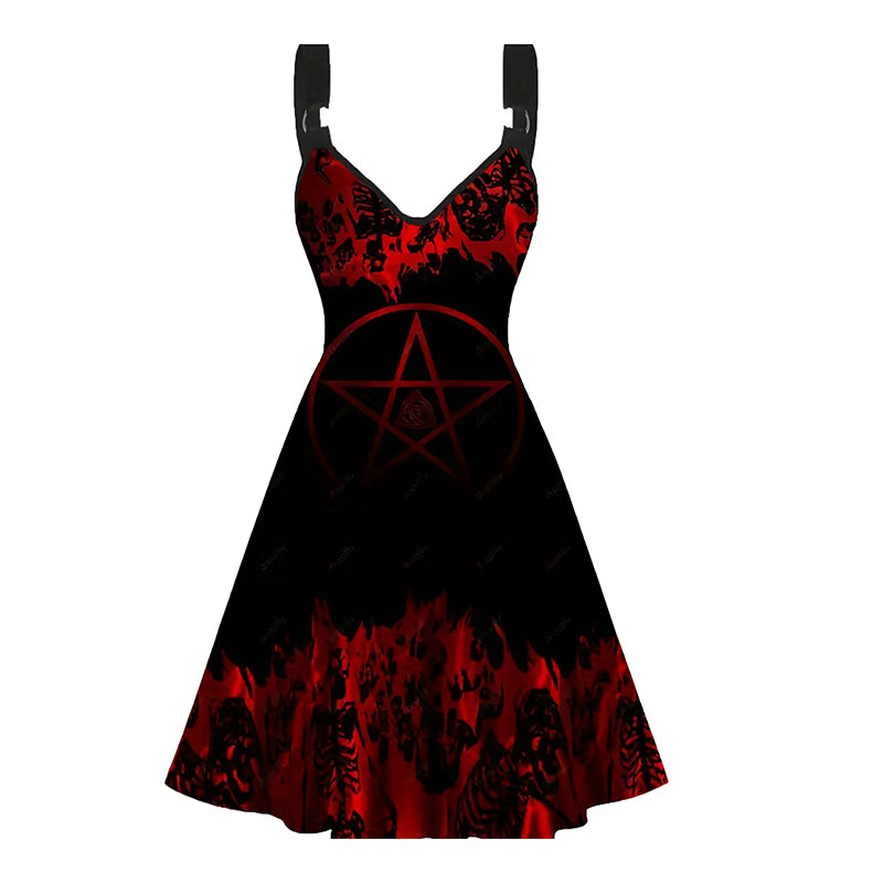 Angel Wings Pentagram Sleeveless Gothic Dress