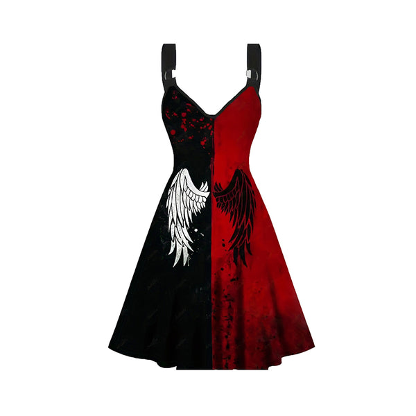 Angel Wings Pentagram Sleeveless Gothic Dress
