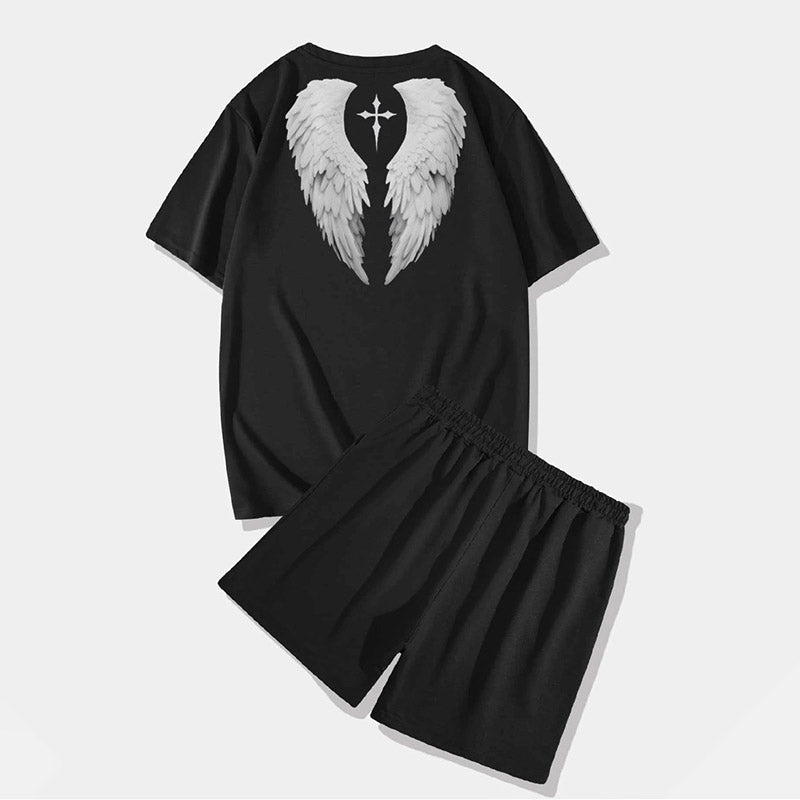 Angel Wings Short Sleeve T-shirt and Shorts Set | Gthic.com