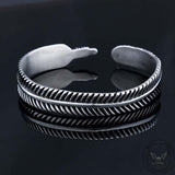 Angle Feather Gem Stainless Steel Open Bracelet | Gthic.com