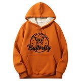 Anti-Social Butterfly Warm Fleece Sherpa Lined Hoodie